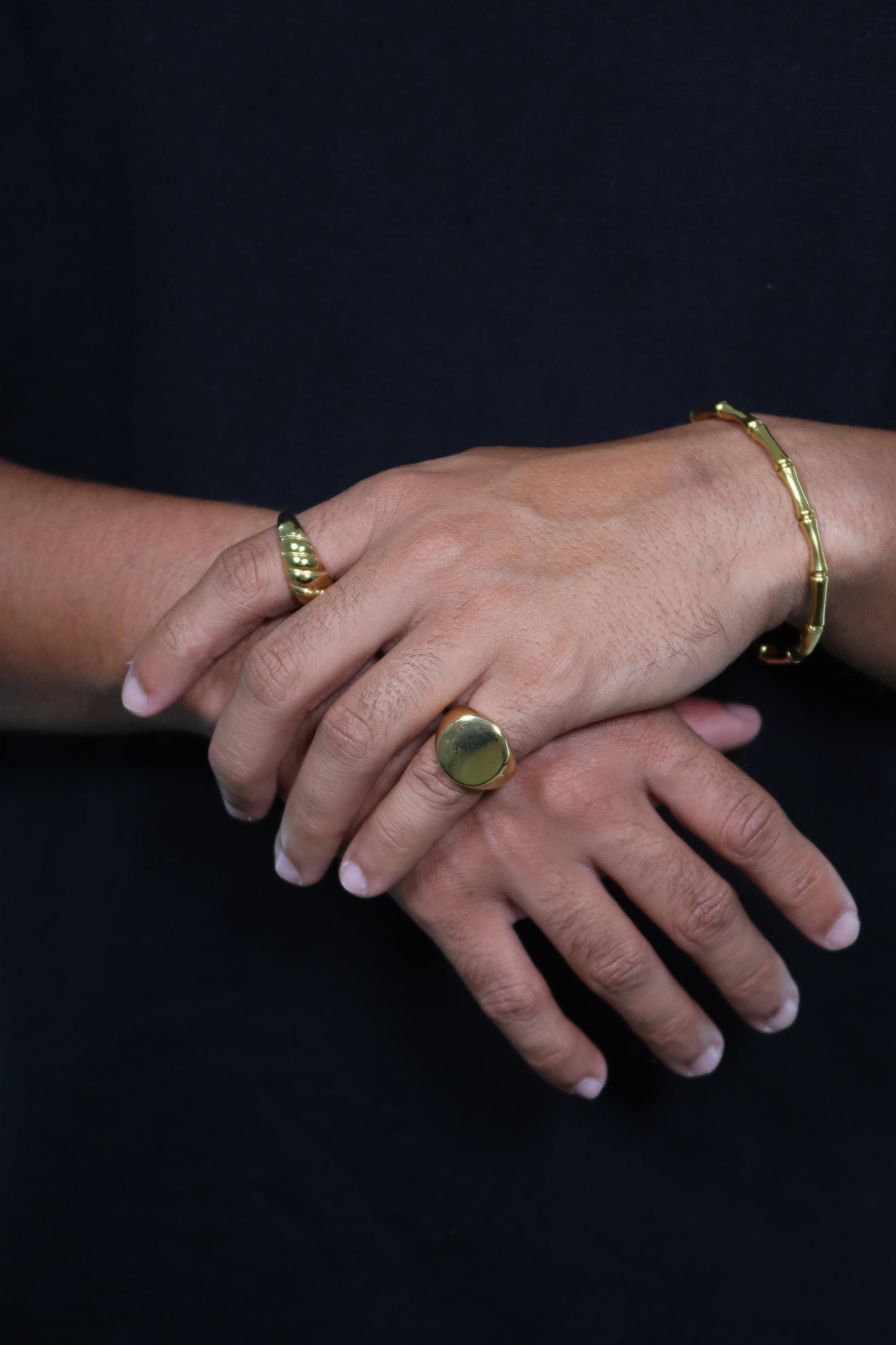 Bracelete Bamboo De Aço Inoxidável Dourado
