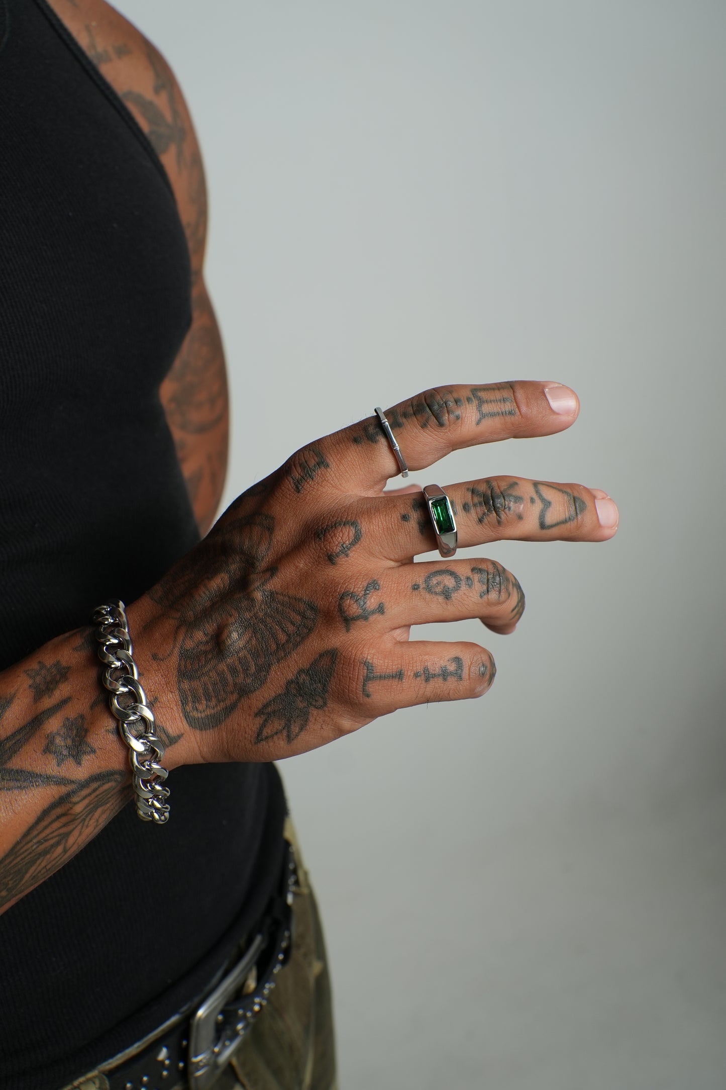 Anel Bamboo de Aço Inoxidável