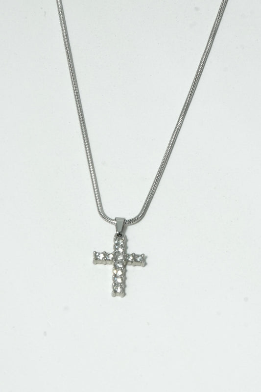 Colar Cross Iced de Aço Inoxidável
