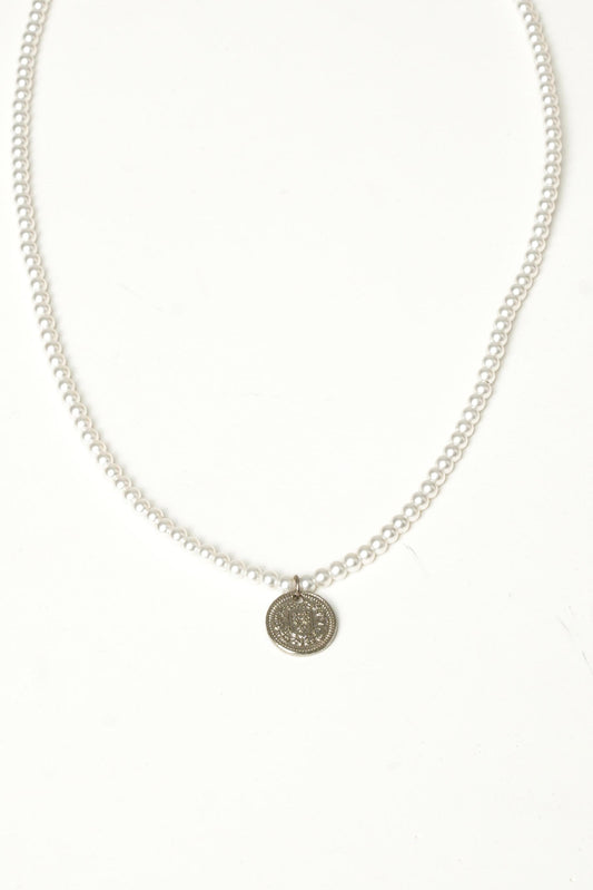 Colar Pearl Coin Aço Inoxidável