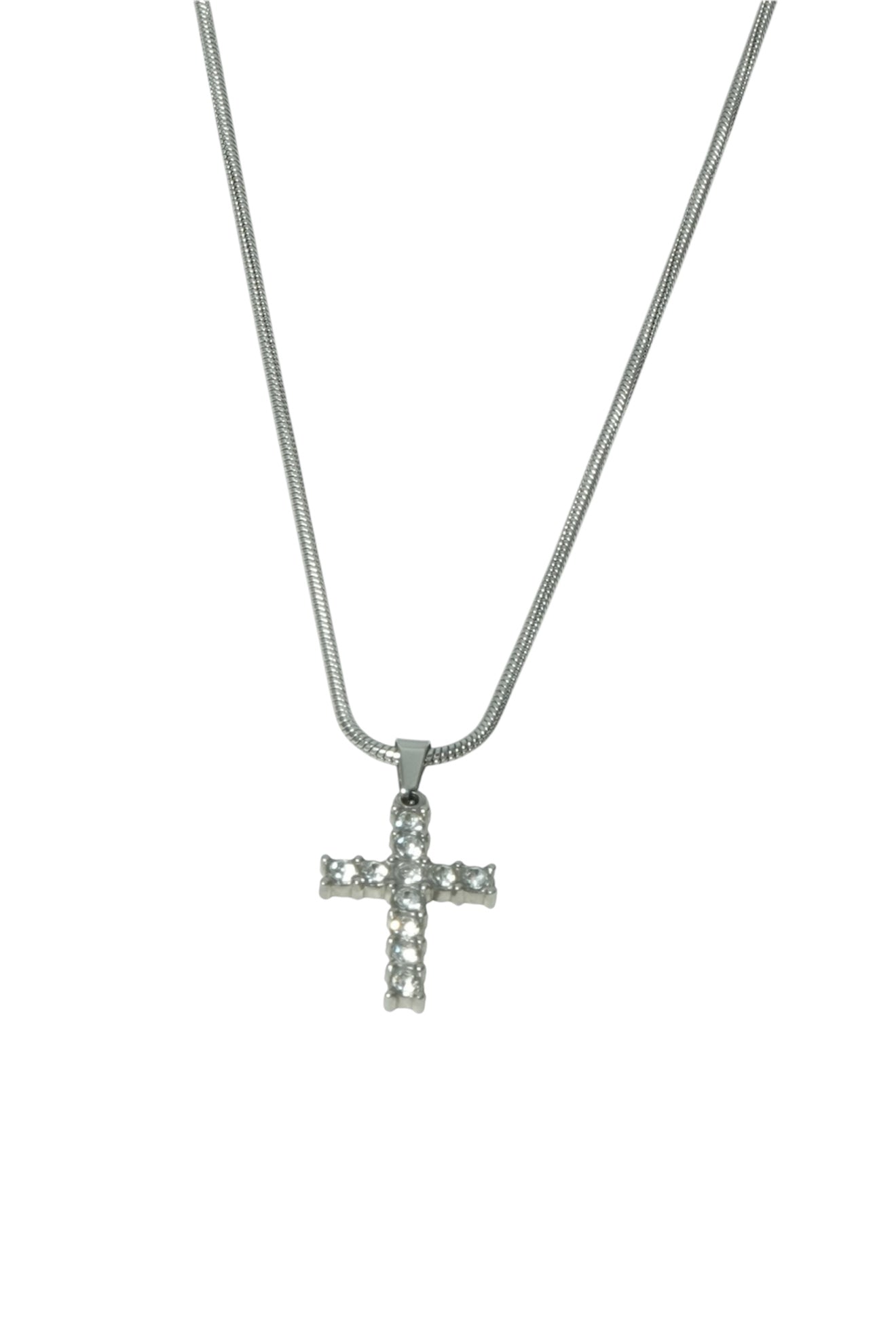 Colar Cross Iced de Aço Inoxidável