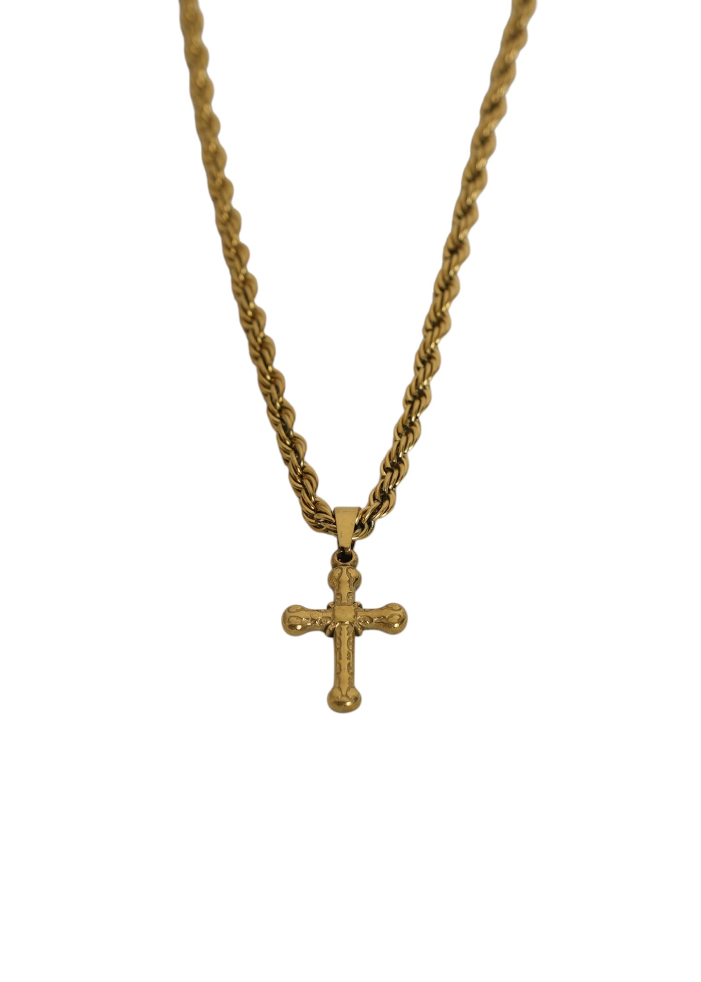 Colar Cruz Traçada Dourada