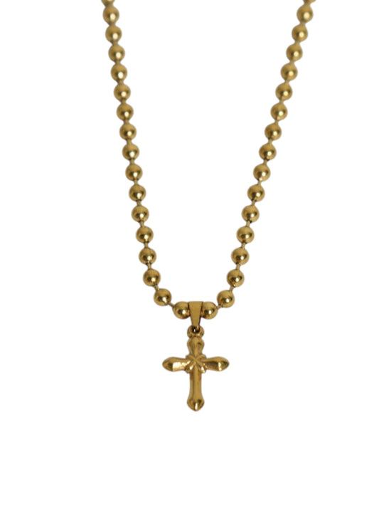 Colar Cruz Ball Dourado